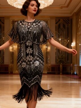 1920s Flapper Great Gatsby 2 piece dress size S